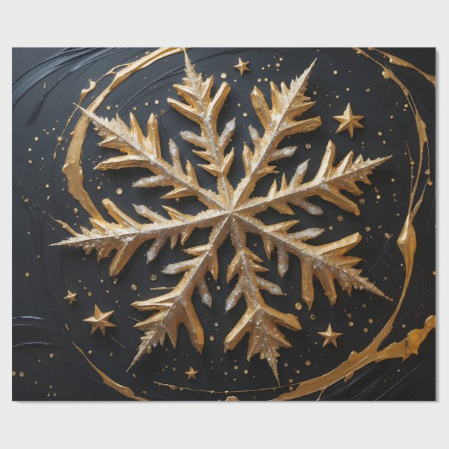 Papel De Presente Eternal Frost – Golden Snowflake Glam Gift Wrap (Aberto)