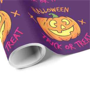 Papel De Presente Etiqueta de Abóbora de Halloween para Doces ou Tra