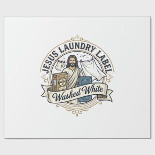 Papel De Presente Etiqueta de Lavanderia Jesus Lavado Branco Jesus L