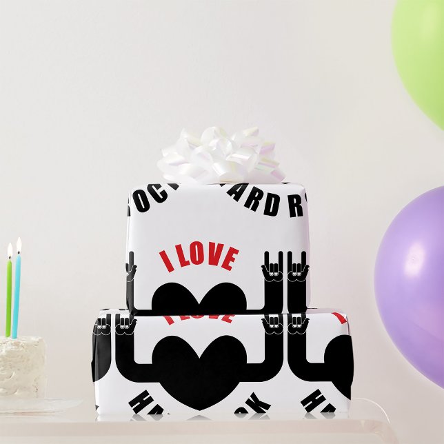 Papel De Presente Eu Adoro Rock Duro (Criador carregado)