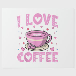 Papel De Presente Eu Amo Café - Engraçado Cafeine Drinker Caffeine A