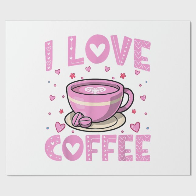 Papel De Presente Eu Amo Café - Engraçado Cafeine Drinker Caffeine A (Aberto)