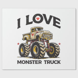 Papel De Presente Eu Amo Caminhão Monstro