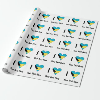 Papel De Presente Eu Amo (Coração com Bandeira das Bahamas) Personal