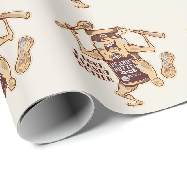 PAPEL DE PRESENTE EU AMO MANTEIGA DE PEANUA (Ponta do rolo)