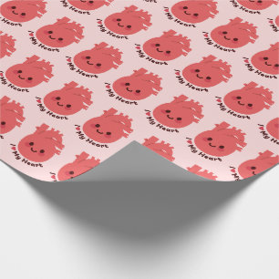 Papel De Presente Eu Amo Meu Coração - Coração Bonita Sorrindo