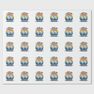 Papel De Presente Eu Amo Meu Design de Gravação Retro de Cachorro Al
