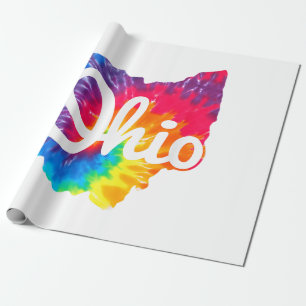 Papel De Presente Eu Amo Meu Lar Ohio Script Tie Dye Ohio