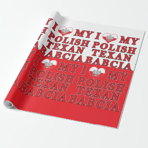 Papel De Presente Eu Amo Meu Texano Polonês Babcia