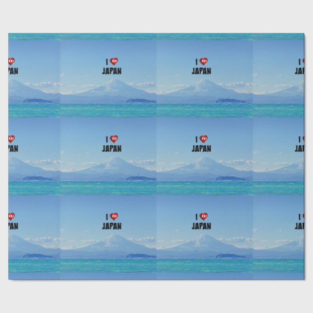 Papel De Presente "Eu Amo o Japão," Monte Fuji (Barra)