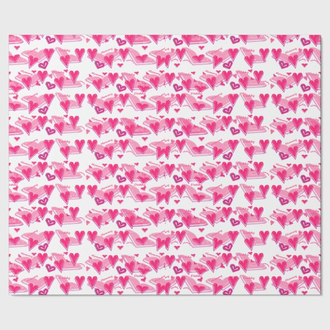 Papel De Presente Eu amo o papel de envolvimento das mamães & do pai (Barra)