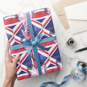 Papel De Presente "Eu Amo o Reino Unido" Impressão de Arte