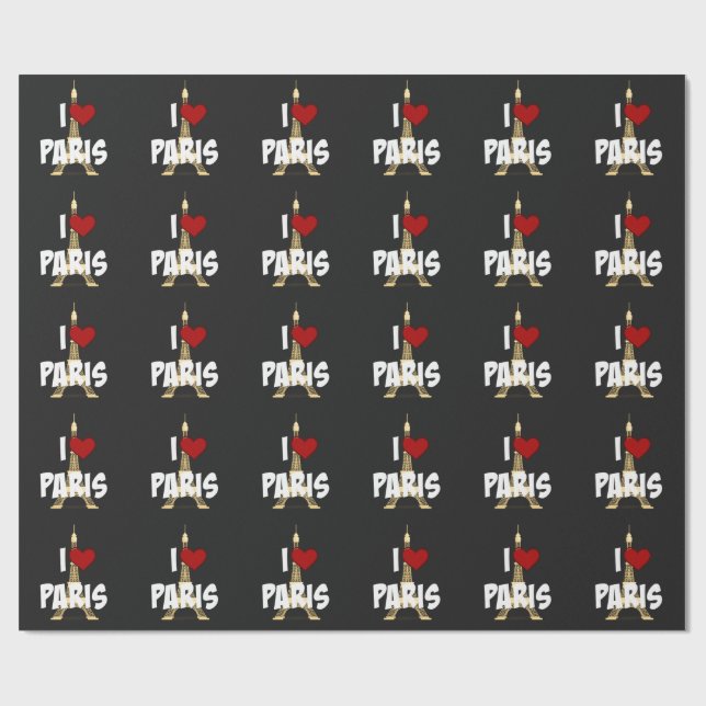Papel De Presente "Eu Amo Paris," Torre Eiffel (Aberto)
