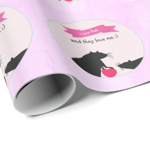 Papel De Presente Eu amo ratos e amam-me