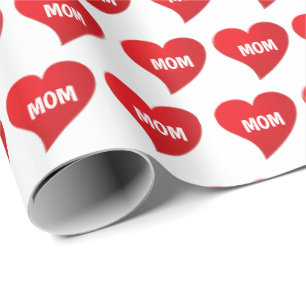 Papel De Presente Eu Amo-Te Mãe, Presente De Padrão De Coração V