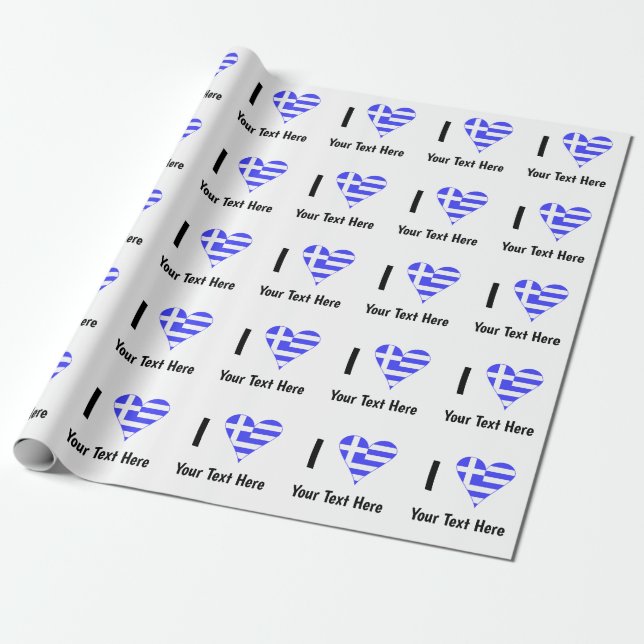 Papel De Presente Eu (Coração da Bandeira Grega) Seu Texto (Desenrolado)