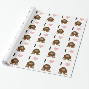 Papel De Presente Eu coração pau