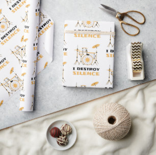 Papel De Presente Eu Destruo Silence Funny Drummer