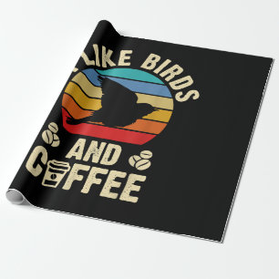 Papel De Presente Eu gosto do tema Pássaros e Café Pássaros Vintage