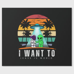 Papel De Presente Eu Quero Deixar é mundo Alien Vintage Pôr do Sol