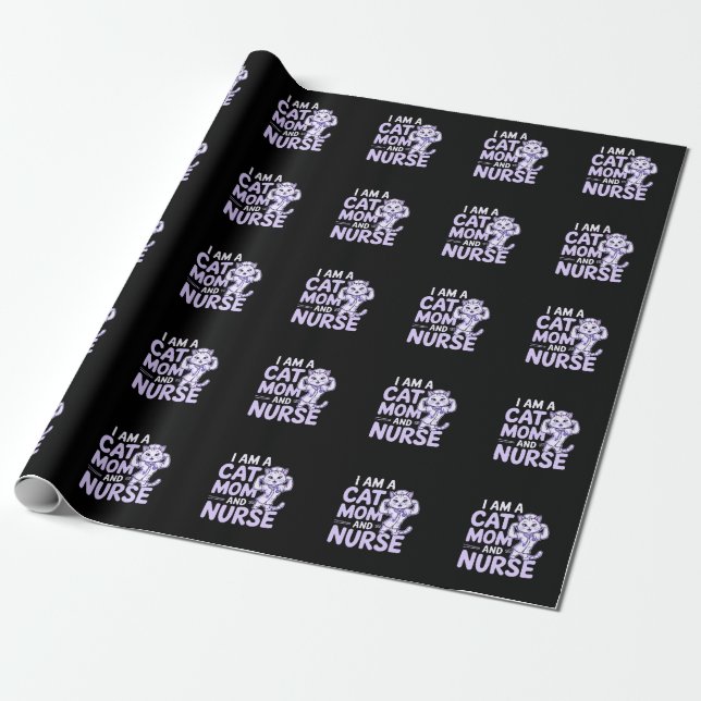 Papel De Presente "Eu sou uma Cat Mãe e Enfermeira: Design para Cat- (Desenrolado)