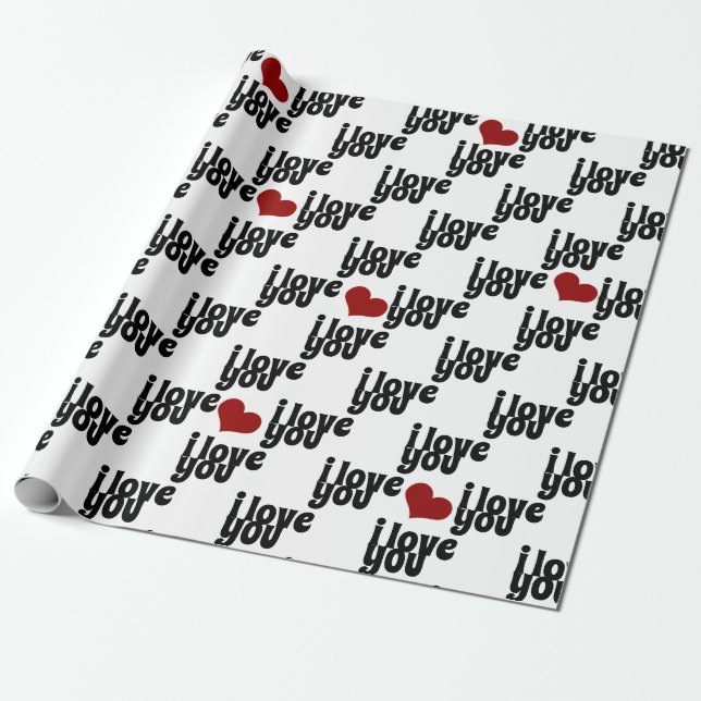 Papel De Presente eu te amo namorados vermelho ousado (Desenrolado)