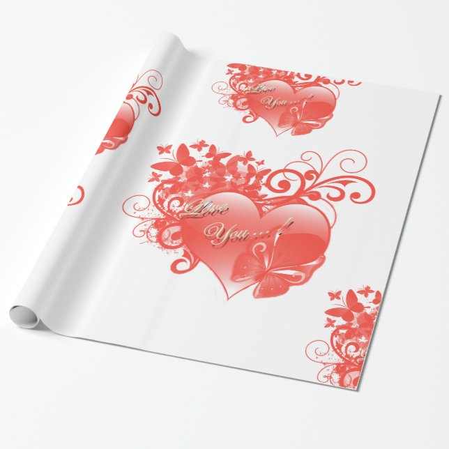 PAPEL DE PRESENTE EU TE AMO NO CORAÇÃO VERMELHO (Desenrolado)