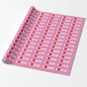Papel De Presente Eu te amo, presente de coração branco rosa