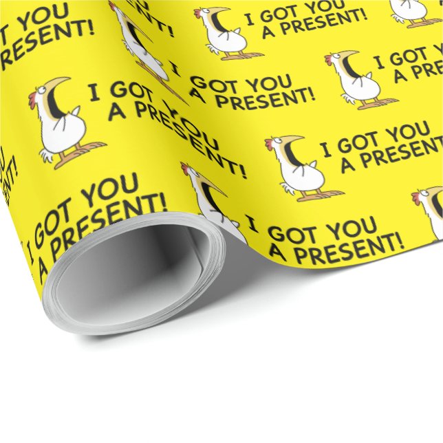 Papel De Presente EU TE DEI UM PRESENTE! frango gritando (Ponta do rolo)