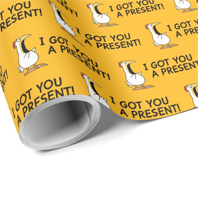 Papel De Presente EU TE DEI UM PRESENTE! frango gritando (Ponta do rolo)