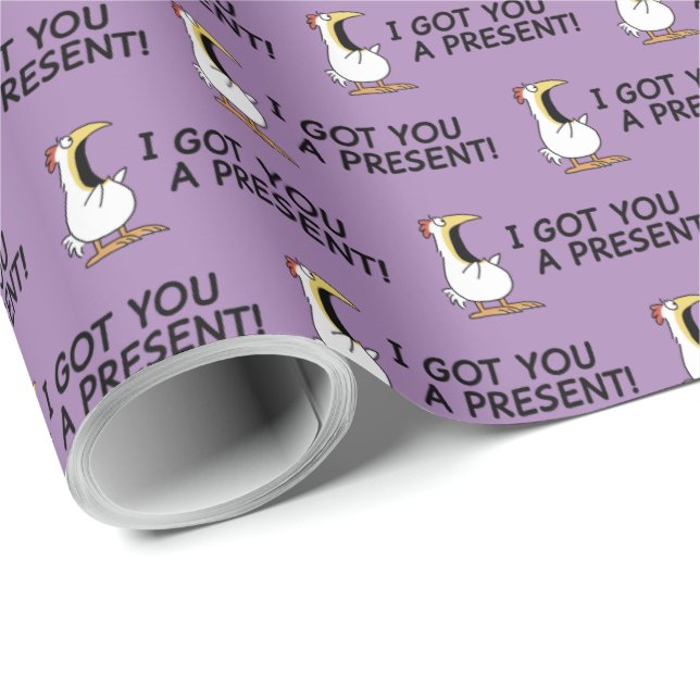 Papel De Presente EU TE DEI UM PRESENTE! frango gritando (Ponta do rolo)