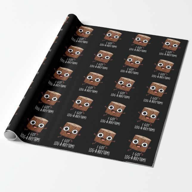 Papel De Presente Eu Tenho Log-a-ritmo Piada Engraçada de Madeira Fu (Desenrolado)