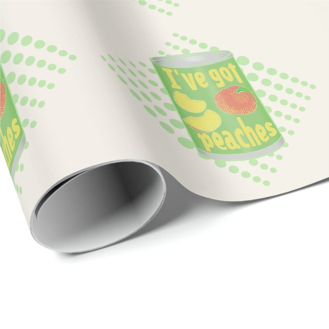 Papel De Presente Eu tenho pêssegos Tin de fruta (Ponta do rolo)