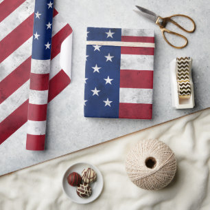 Papel De Presente EUA bandeira vintage vermelho branco azul América 