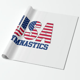 Papel De Presente EUA com American Flag Gymnastics Sports
