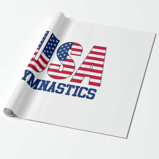 Papel De Presente EUA com American Flag Gymnastics Sports (Desenrolado)