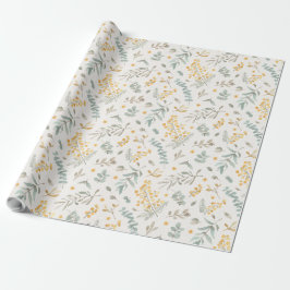 Papel De Presente Eucalipto australiano do wattle da aguarela