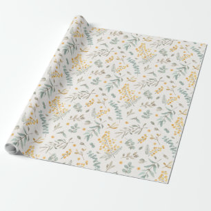 Papel De Presente Eucalipto australiano do wattle da aguarela