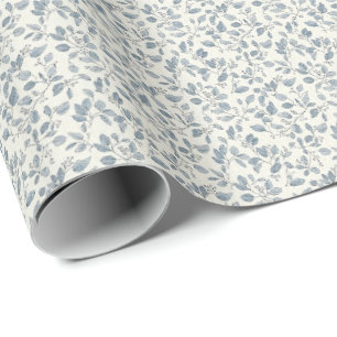 Papel De Presente Eucalipto Minimalista dos Anos 1940 em Azul Ardósi