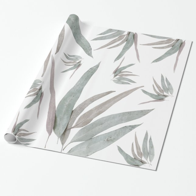 Papel De Presente Eucalyptus deixa padrão (Desenrolado)
