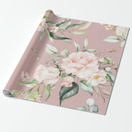 Papel De Presente Eucalyptus Greenery Mauve, Elegante Esmagador, Ros