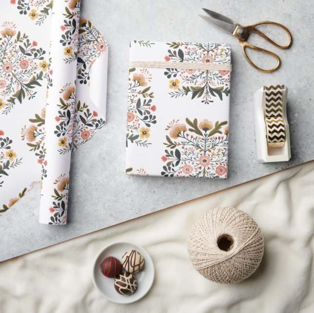 Papel De Presente European Floral Folk Art Emblem Artist (Artesanato)