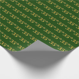 Papel De Presente Evento 35º (35º) Dourado Verde, Faux