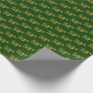 Papel De Presente Evento 50º (50º) Dourado Verde, Faux