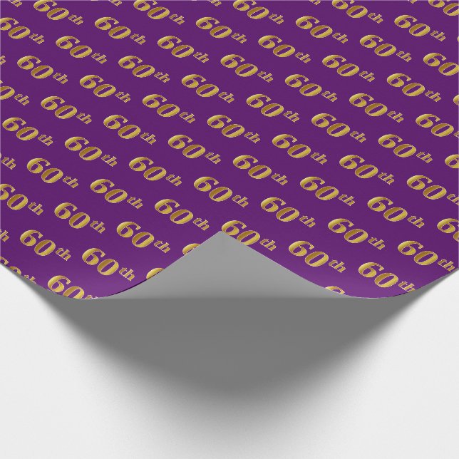Papel De Presente Evento 60º (Sessenta), Dourado, Roxo (Ponta)