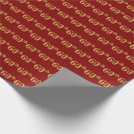 Papel De Presente Evento 60 (Sessenta) Dourado vermelho, Faux