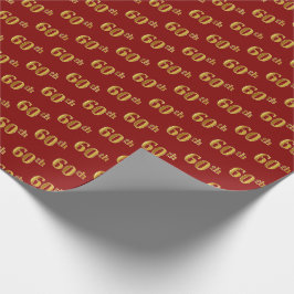 Papel De Presente Evento 60 (Sessenta) Dourado vermelho, Faux