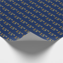 Papel De Presente Evento Azul, Faux Dourado 15 (Quinze)