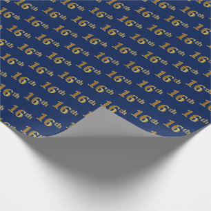 Papel De Presente Evento Azul, Faux Dourado 16º (Décimo Sexto)