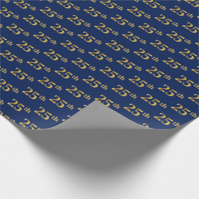 Papel De Presente Evento Azul, Faux Dourado 25 (Vinte e Cinco) (Ponta)